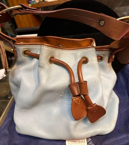 Vintage 1975 Dooney & Bourke Bucket Bag/ Handbag Tiffany Blue w/ Dust Bag