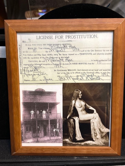 Framed Novelty Prostitution License with Photos