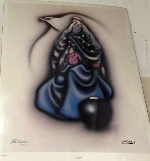 Framed Native American Indian Artist Robert Redbird Signed Limited ED 308 of 1000