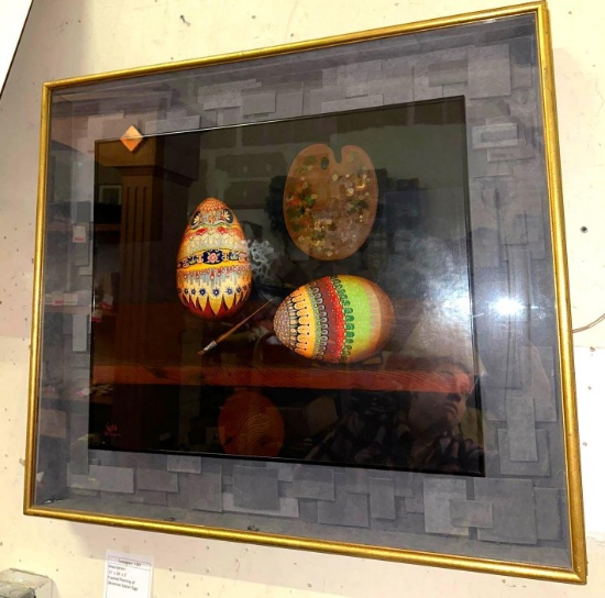 Framed Painting of Ukrainian Easter Eggs 33" x 28" x 3"