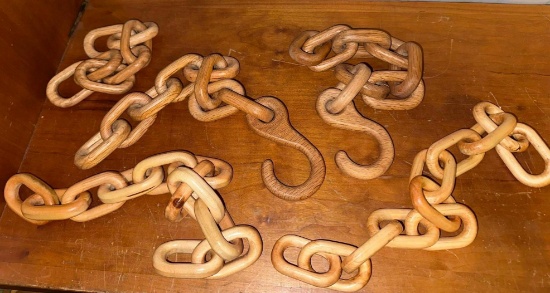 5 Hand Carved Wooden Chains