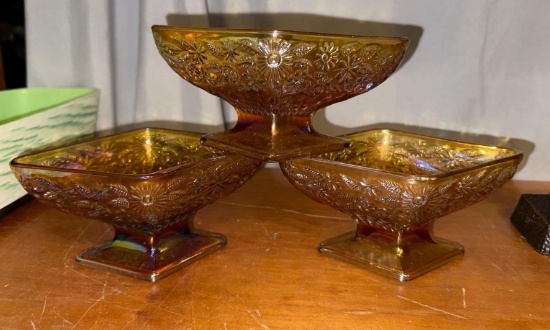 3 Carnival Glass Dishes