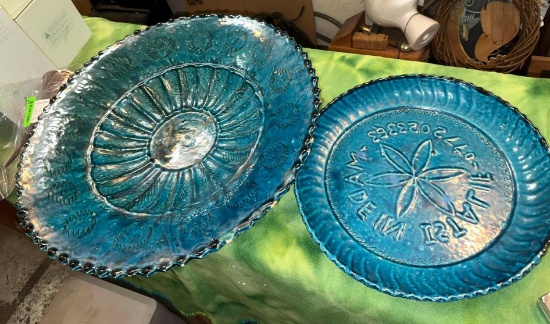 2 Large Vintage Pottery Dishes 22" and 14" A crossed