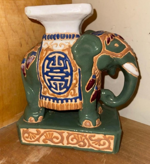 Chinese Ceramic Elephant Plant stand 9" tall
