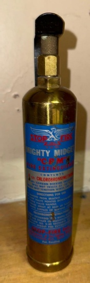Vintage Stop Fire Mighty Midget w/Bracket- Rare Fire Extinguisher