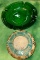 Pottery Ash Tray from Hotel Mahjongin Hong Hong Plus MCM Green Glass Ashtray (has chip)