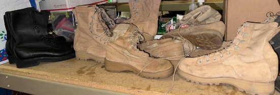 Military Shoe Lot size 6- 4 Pairs of Tan Boots, 1 Pair of black Boots and 1 Pair of Dress shoes