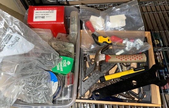 Crate of Hand tools and Hardware