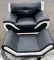 Modern Black and White Faux Leather Chair and Ottoman with Chrome Legs