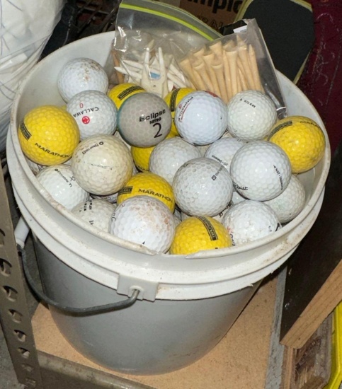 Bucket of Golf Balls and Tees