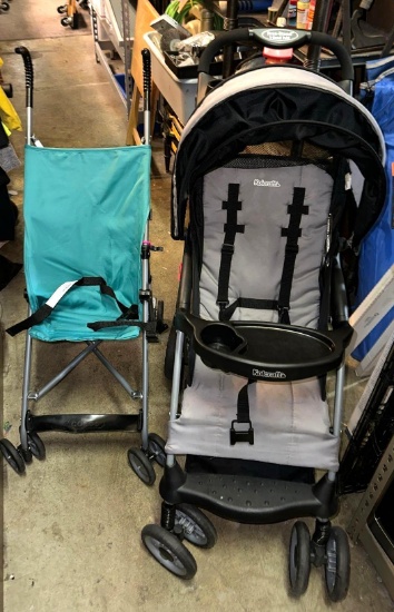 2 Portable Strollers- Kolcraft Free stand 1 Hand Fold and Cosco
