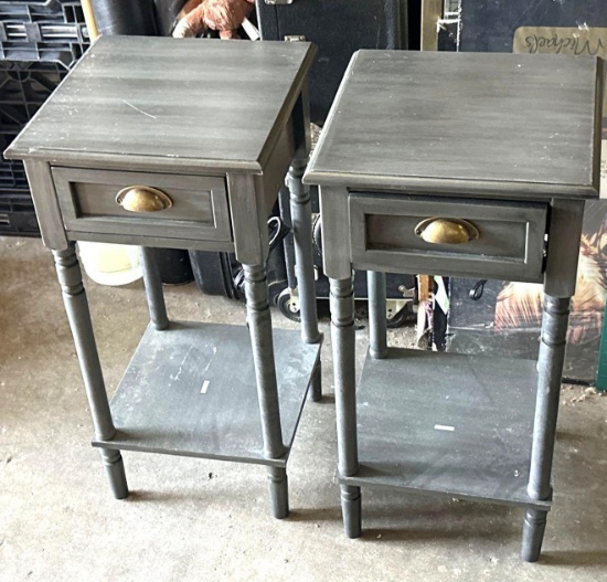 Pair of End tables with Drawers and Outlets for charging 26" T x 13" W