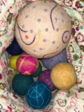Basket of Colorful Wool Balls