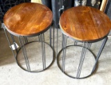 2 Small Wood and Metal Accent Tables 24
