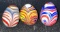 3 Colorful Blown glass Murano Eggs