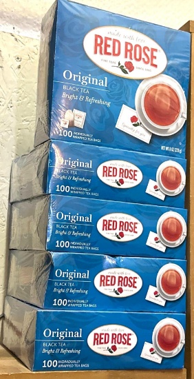 5 New & Sealed Boxes of Red Rose Tea Bags