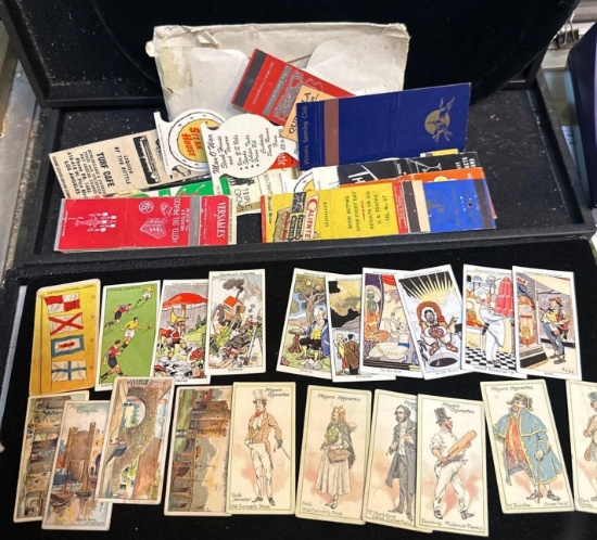 Group of Churchman and Nottingham tobacco cards & about 30 Matchbox covers used-1940-60's