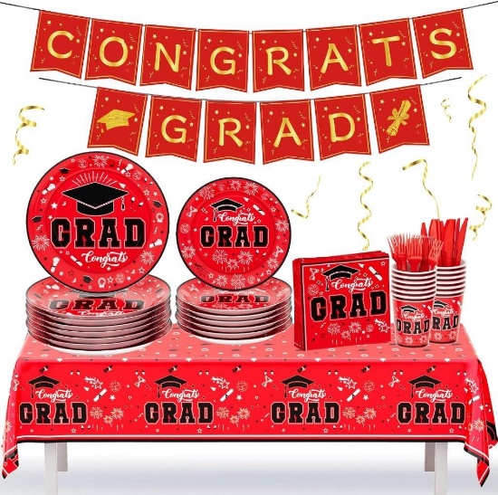 New "Congrats Grad" 24 Guests Party Supplies -