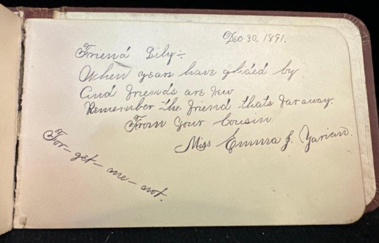Autograph book from 1890-92 - features many well- Wishers