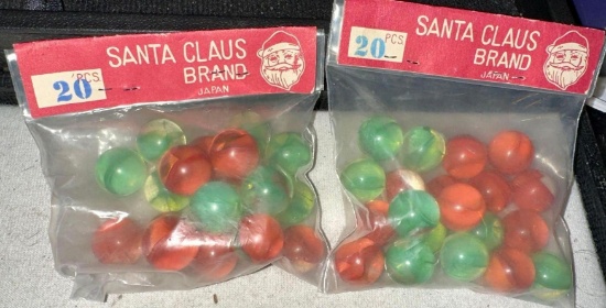 2 NIP Vintage Santa Claus Marbles