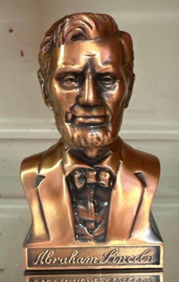 VTG Copper Abraham Lincoln coin bank w/key