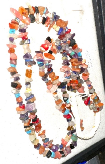 2 Strand Native American Necklace with Agate and Semi Precious Gemstones