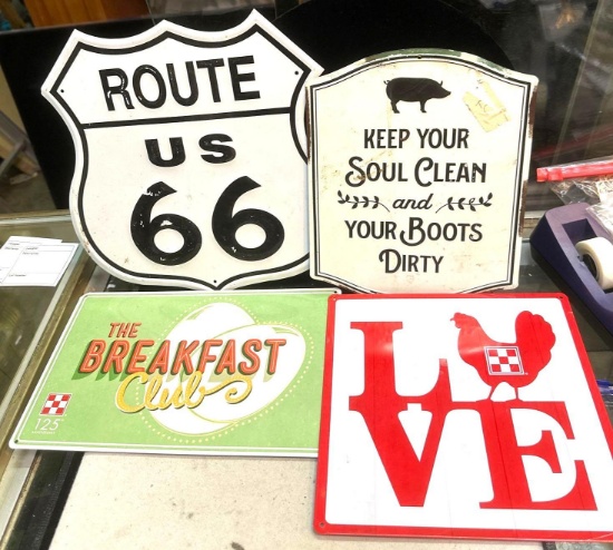 4 Metal Signs