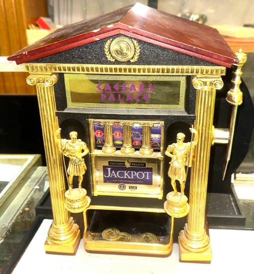 Caesars Place Jackpot Slot Machine bank 16" tall- works