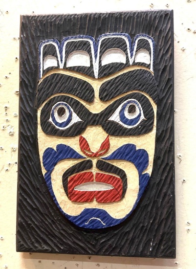 Copy of a Kwakiutl Mask Carved by Willie Seaweed from 1992- 14" tall
