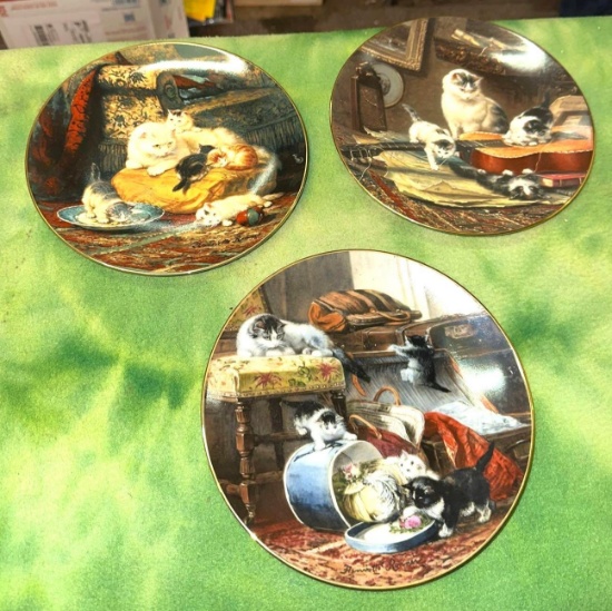 3 W.S. George cat Collector Plates