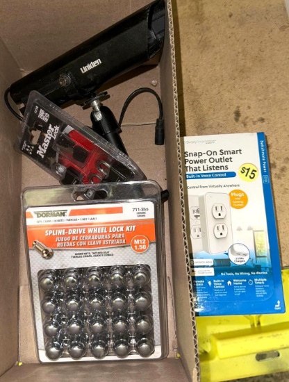 Smart Power Outlet, Lug Nut Lock Kit, Master Padlocks and Uniden Camera