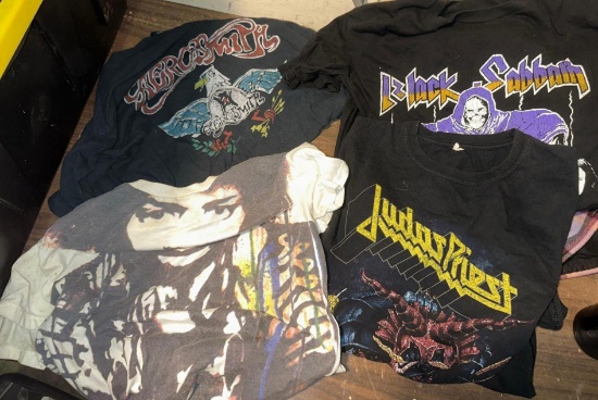 4 Rock n' Rock T-shirts- Black Sabbath, Aerosmith, Judas Priest and Jimi Hendrix