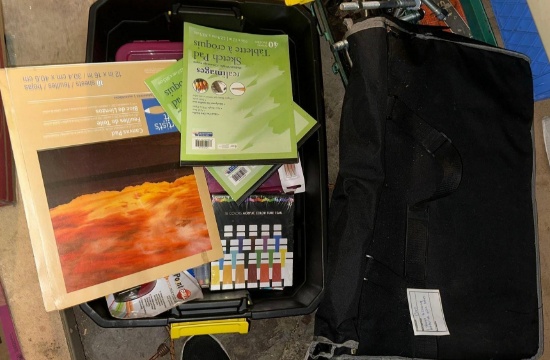 Tote Bin with Sketch and Drawing Materials