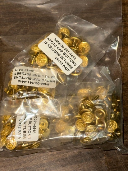 New 60 Pair Navy Cadet Cap Buttons Gold Plated