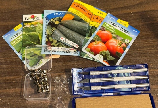 13pcs X-acto Knife Set, 12 Strong Push pin Magnets and 7 packs of Veggie Seeds- ALL NEW