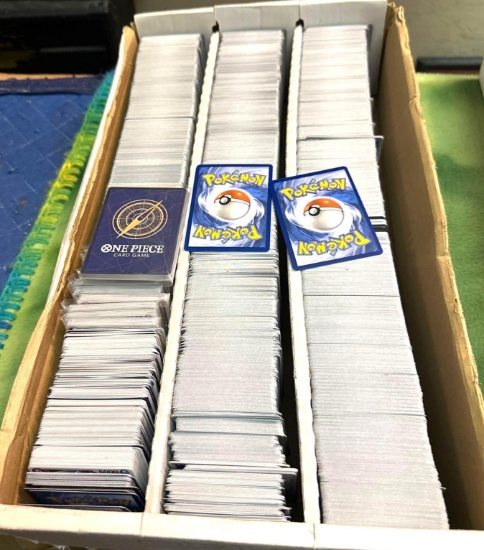 3 Row Card Box with Unsearched Pokemon and One Piece Cards (Mostly Pokemon Cards)