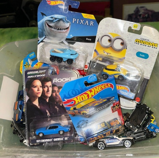 Bin of Hotwheels and Matchbox Cards- Some New and some Vintage