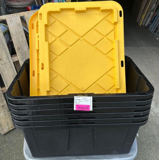 Set of Six 27 Gallon Storage Totes with Lids