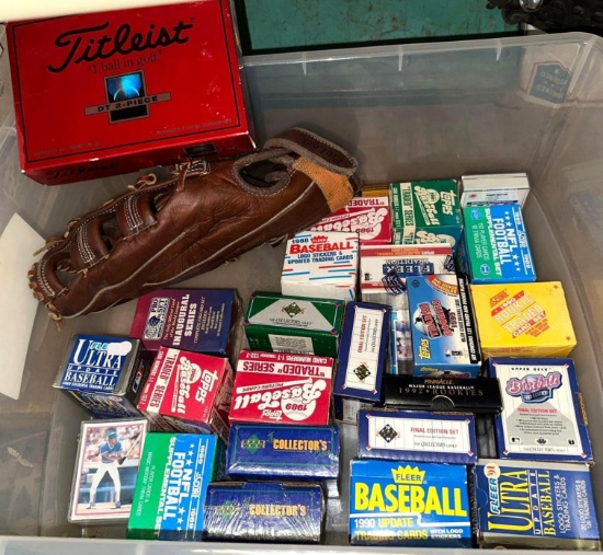 Bin of Vintage Unsearched Sports Trading Cards- 3 Boxes are sealed