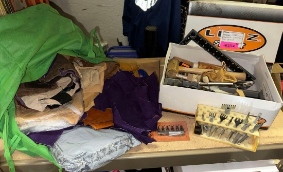 Leather Working Kit- tools and Bag Full of Leather and more