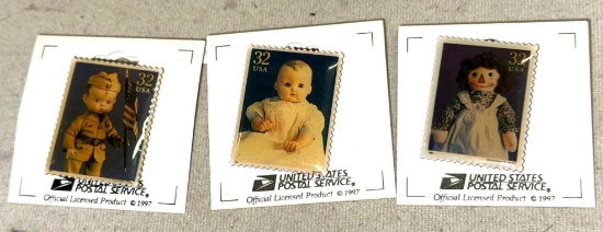 3 Official US Postage Stamps Pins from 1997