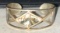 Vintage Mexican Cuff Bracelet with Abalone Inlays