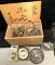 Japanese Wood Jewelry Box with Collectibles and AS-IS Sterling Silver Jewelry