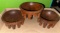 3 Wooden Kara Bowls - 1 is Complete and 2 Has Some Broken Feet