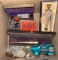 Lot of Vintage Items- Foreign Coins, Ivory Carving, a Needle for sails, a Nice Razor etc