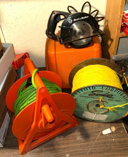 B&D Circular Saw W/Extra Blades- Works, Extension cord on Reel and Bundle of Twine