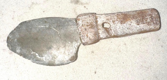 Scarce Old Yupik Eskimo Fleshing Knife with Slate Blade and Bone Handle