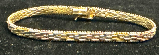 3 Tone Sterling Silver Bracelet