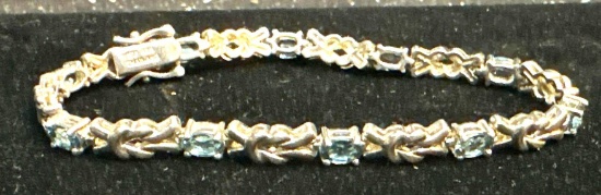 Sterling Silver Bracelet with Aquamarine Gemstones
