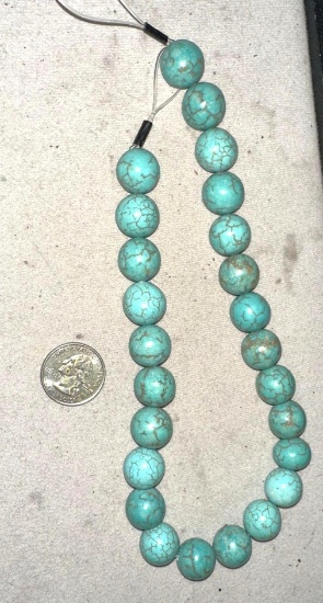Large 15mm Turquoise Bead Necklace- Needs Clasp